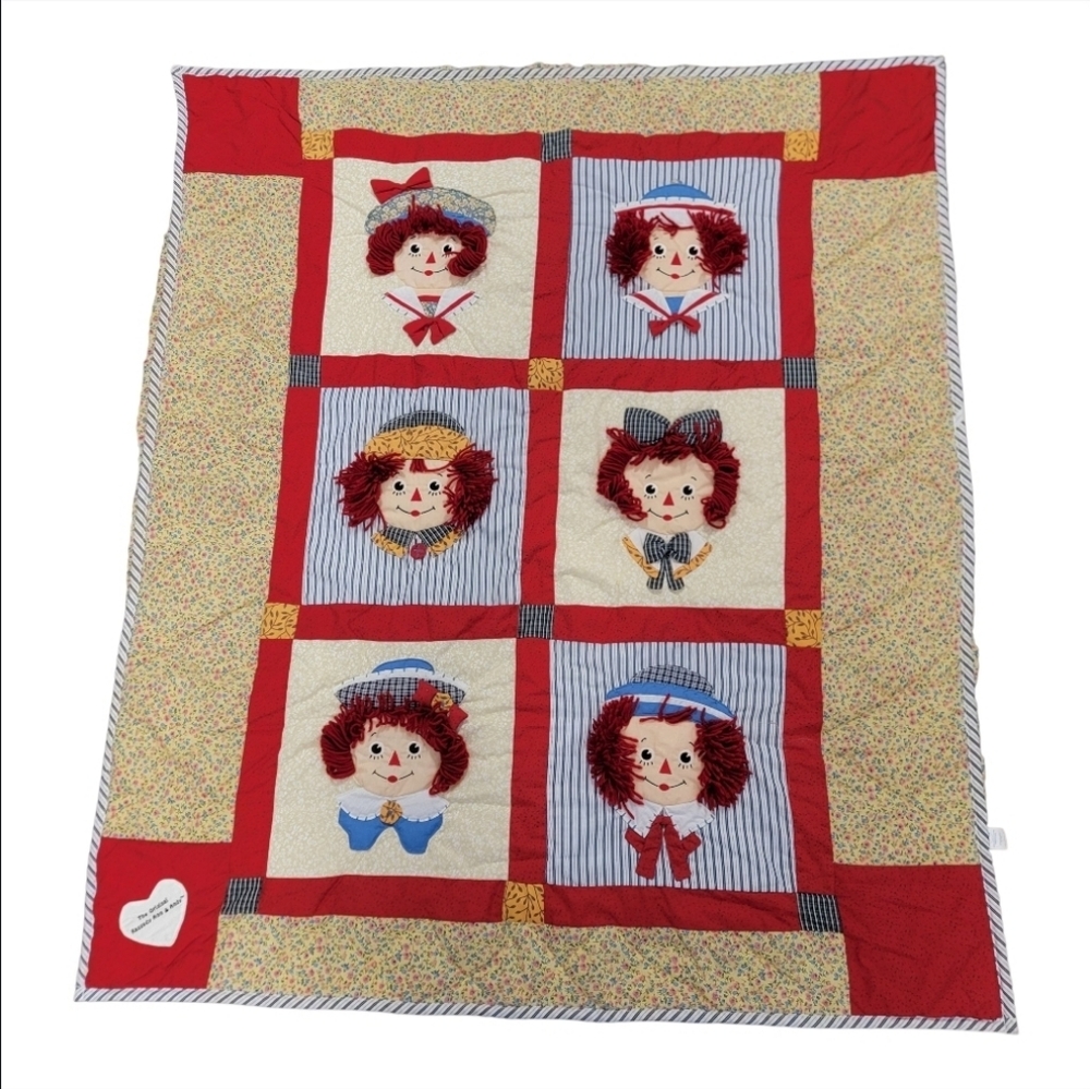 Applause Raggedy Ann Applique Quilt Reversible Vintage Blanket Throw 46x53 NWOT